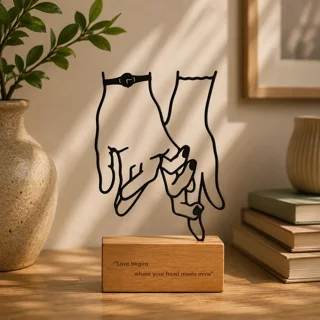 تندیس یار نشانک فلزی با پایه چوبی