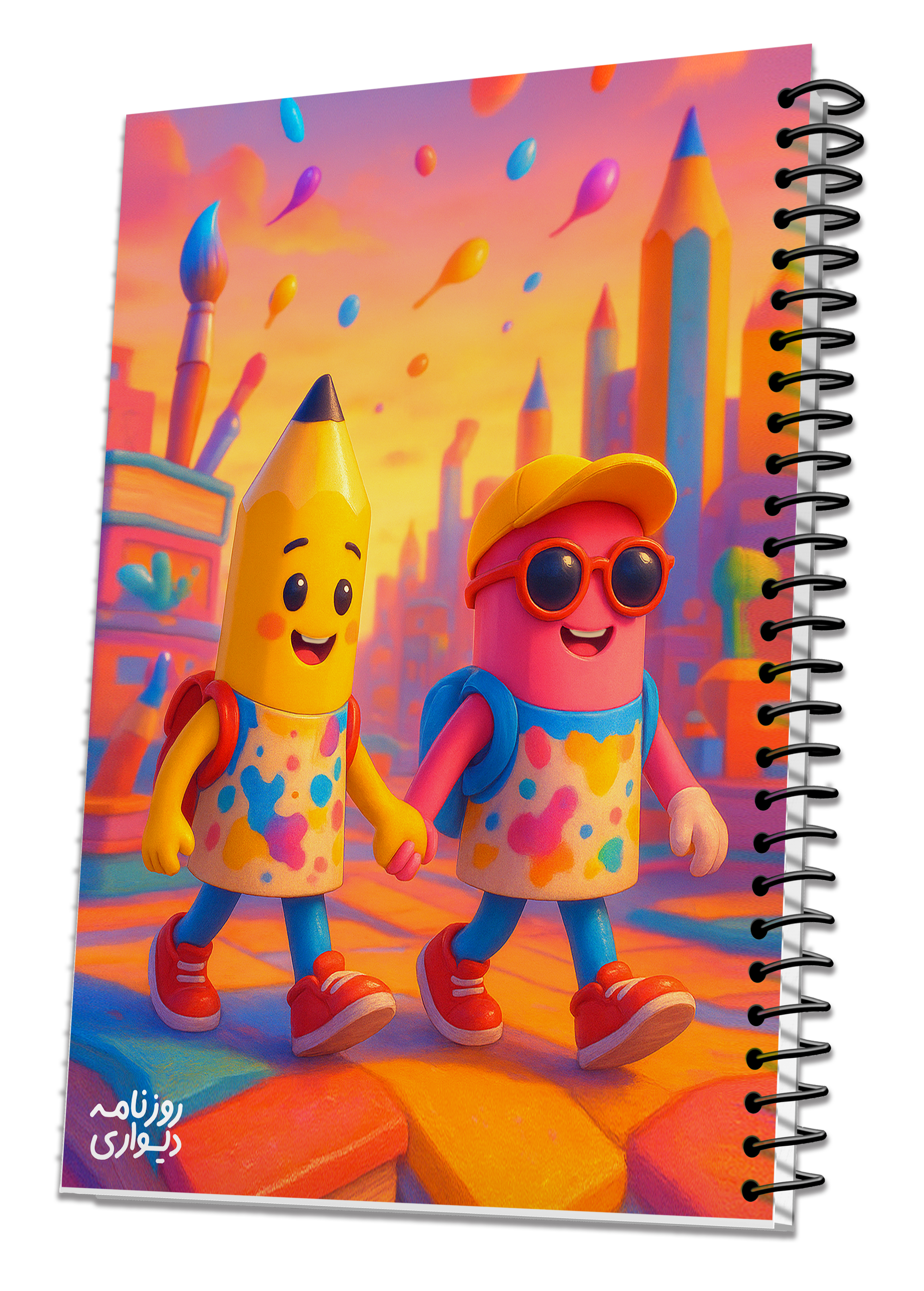 دفتر نقاشی کودک ۵۰ برگ روزنامه دیواری | طرح شهر رنگ‌ها